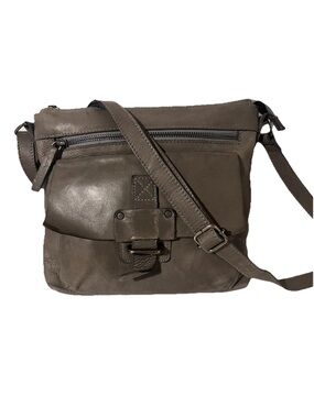 Harbour 2nd Hazel Crossbody Bag Genuine Leather Gray  Front Pocket Medium